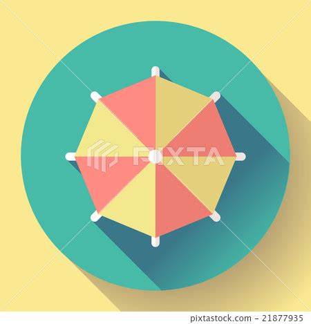 Beach Umbrella Top View Icon Vector Flat Design Stock Illustration