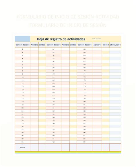 Plantilla De Excel Formulario De Inicio De Sesi N De Reuni N De Empresa