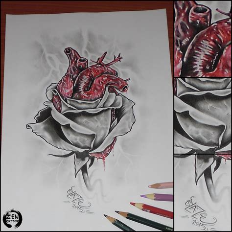 Heart rose pencil drawing by bLazeovsKy on DeviantArt