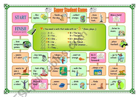 Present Simple Tense Boardgame Part 1 2 ESL Worksheet By Ingela