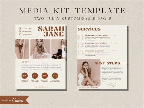 Media Kit Template For Canva Media Press Kit Template Etsy Social