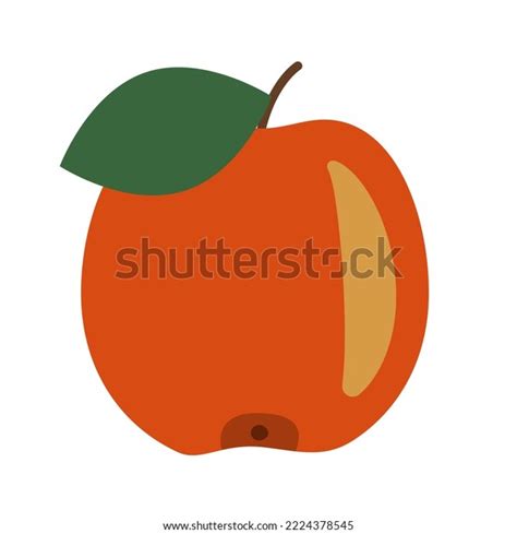 Red Apple Green Leaf Flat Vector Stock Vector Royalty Free 2224378545