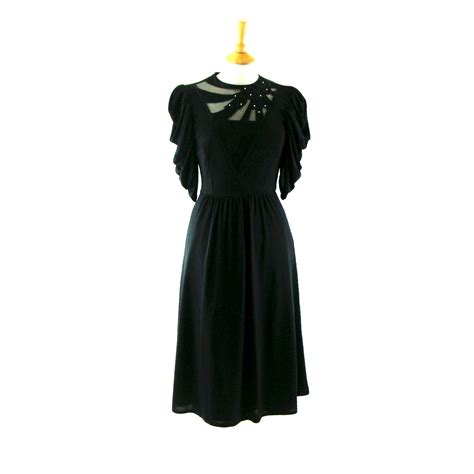 Black 80s Evening dress - Blue 17 Vintage Clothing