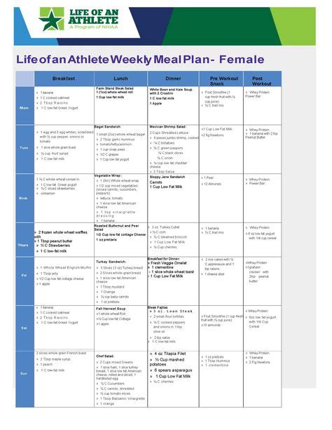 24 Weekly Meal Plans from Life of an Athlete ideas | athlete meal plan ...