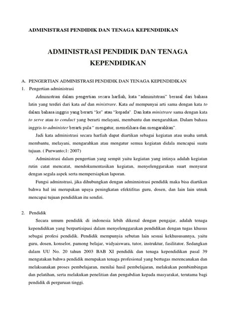 Administrasi Pendidik Dan Tenaga Kependidikan Pdf