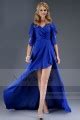 Asymmetric Royal Blue Cocktail Dress With Open Sleeves