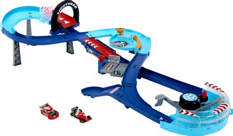 Disney and Pixar Cars GRC Jumping Raceway Playset with 2 Toy Vehicles ...