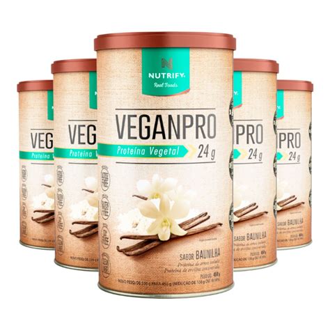 Kit 5 Veganpro Proteína Vegetal Baunilha Nutrify 450g Edin