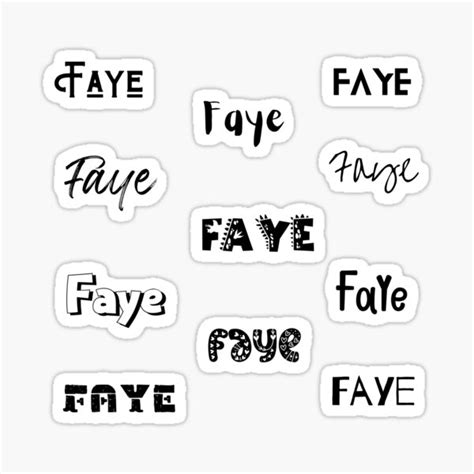 Faye In 10 Different Fonts Sticker For Sale By Magleen Redbubble