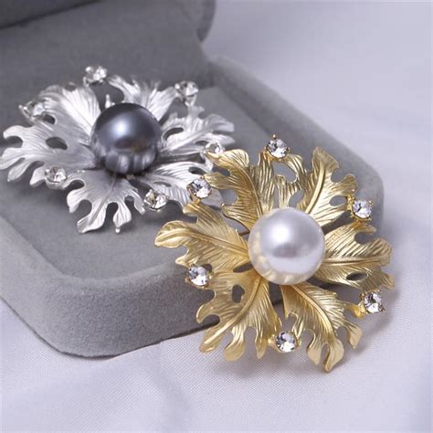 Cheap Fashion Women Big Brooches Imitation Pearls Rhinestones Wedding