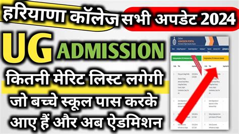 Haryana College Admission First Second Third Merit List Out