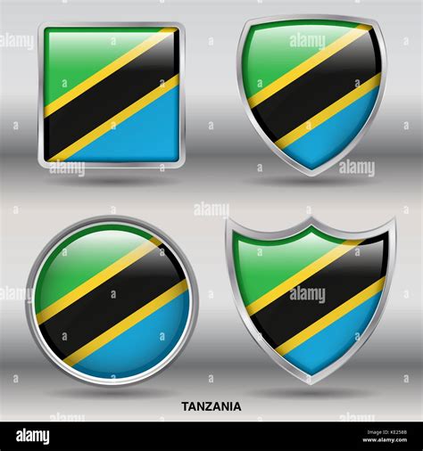 Tanzania Flag 4 Shapes Flags States Country In The World With