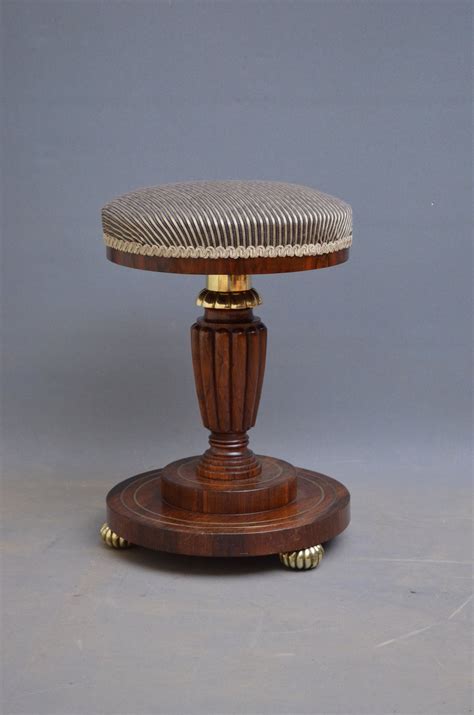 Fine And Unusual Regency Piano Stool In Rosewood As A Sn