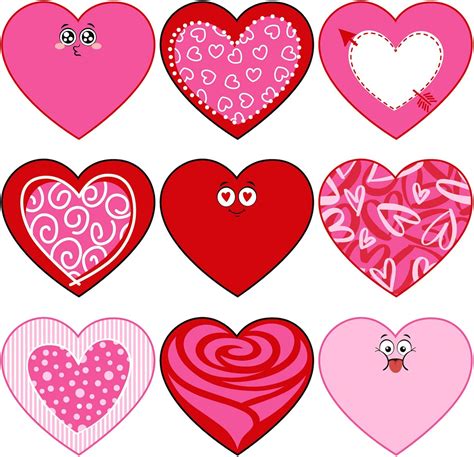 Whaline 45pcs Heart Cut Outs Assorted Red Pink Heart Cut Outs 6 Inch Large