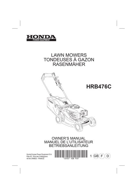 Honda HRB476C Owner S Manual Manualzz