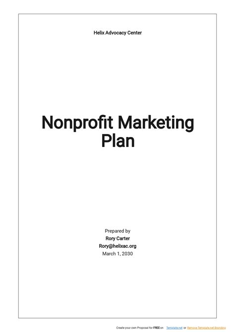 Simple Nonprofit Marketing Plan Template Google Docs Word Apple