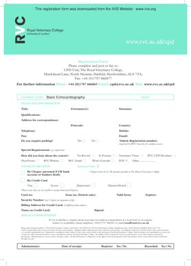 Fillable Online Ivis Registration Form Rvc Cpd Home Page