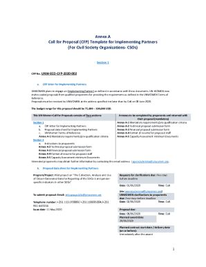 Fillable Online Annex A Call For Proposal Cfp Template For Fax