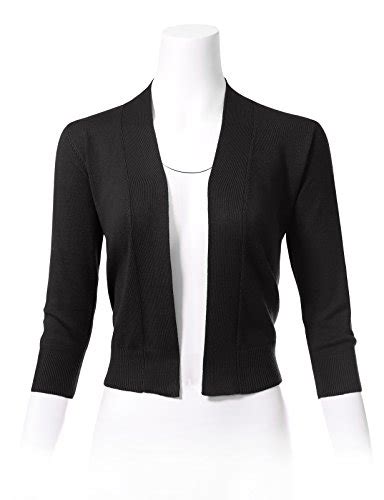 Womens Classic 3 4 Sleeve Open Front Cropped Cardigans S 3xl L Black