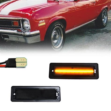 Satın Alın For 1970 1974 Chevy Nova Smoked Lens Amber Led Front Bumper