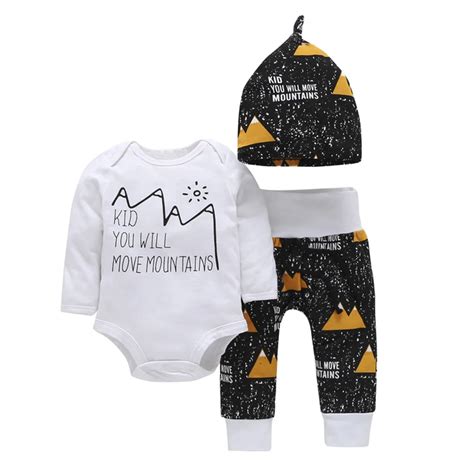 3PCS Outfits Set Clothes Newborn Baby Infant Boy Girl Lette Print Tops ...