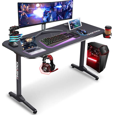 Buy Kingrack 140 Cm T Shaped Gaming Desk Gaming Pc Desk Large Gamer Tables Writing Table