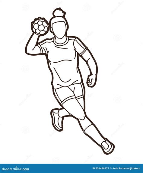 Handball Sport Female Player Action Graphic Vector Stock Vector