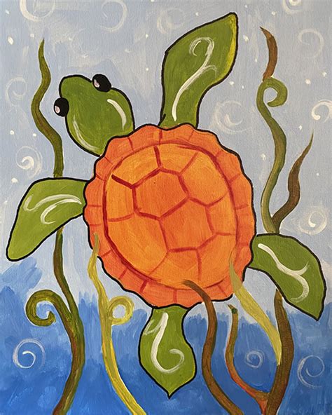 Sea Turtle – Kid’s at-Home Paint Kit – unWined & Paint – Art & Wine ...