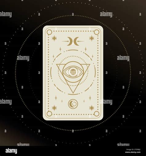 Gold And White Tarot Card With A Magical Eye And Crescent Decorated