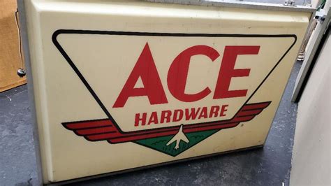 1960s Original Dual Sided Hanging Light Up Ace Hardware Outdoor Logo