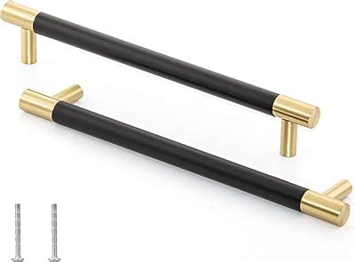 Haliwu 10 Pack Black Cabinet Pulls Black Gold Cabinet Handles Barrel