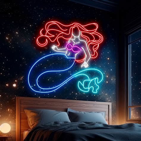 Mermaid Custom Neon Sign Mermaid Wall Art Neon Led Sign Etsy