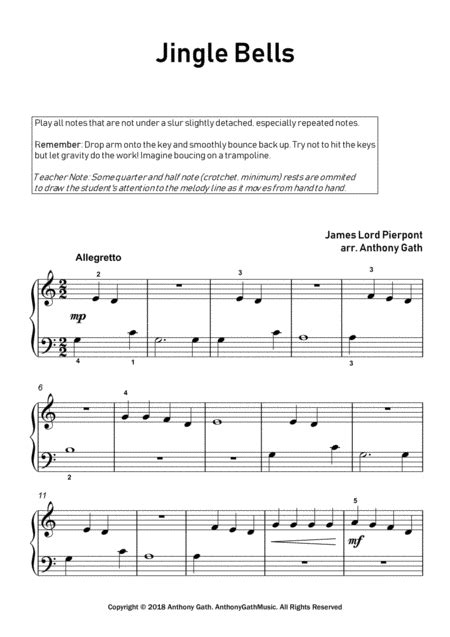 Jingle Bells 5 Finger Piano Easy Piano Arr Anthony Gath Sheet