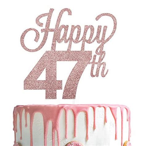 LINGTEER Happy 47th Birthday Cake Topper - Cheers to 47th Birthday 47 ...