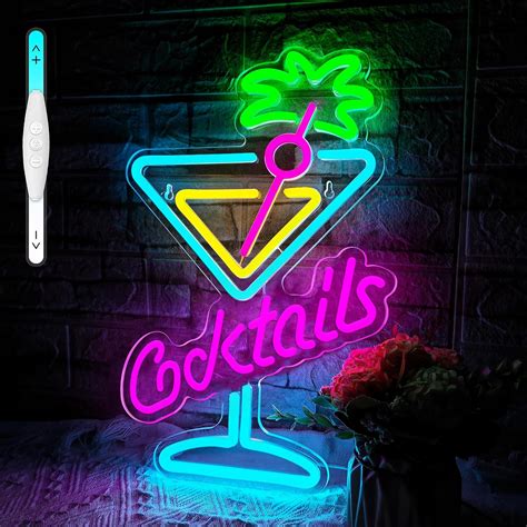 Cocktails Neon Sign Cocktail Glass Led Neon Signs Art Wall