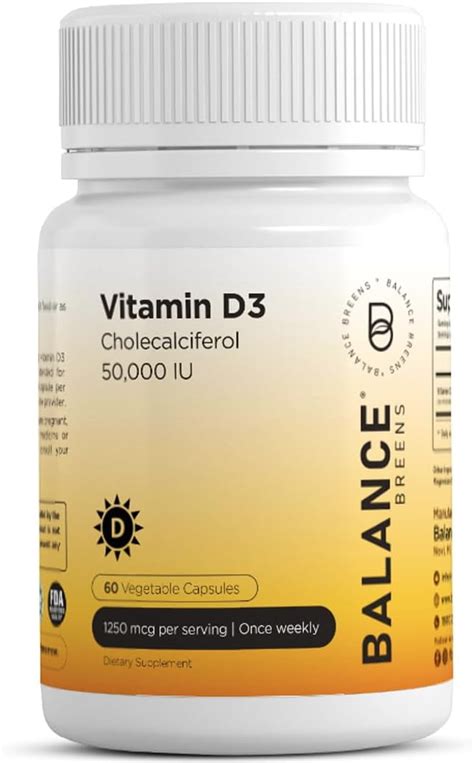 Vitamin D3 50 000 Iu 60 Veggie Capsules High Potency Gluten Free Non Gmo Vitamin D