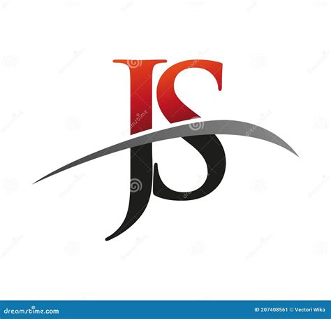 Initial Letter JS Logotype Company Name Colored Red And Black Swoosh