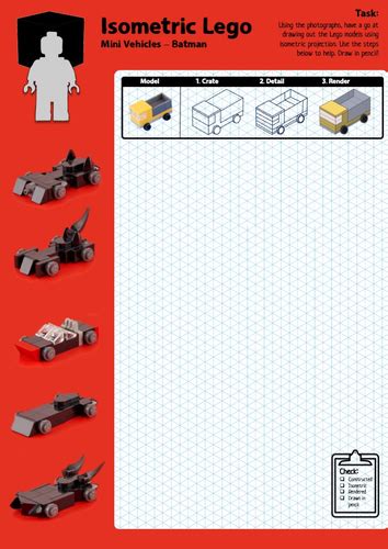 D&T Cover Work: Isometric Drawing - Lego - Batmobile | Teaching Resources