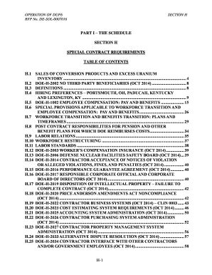 Fillable Online Emcbc Doe Part I The Schedule Section H Special