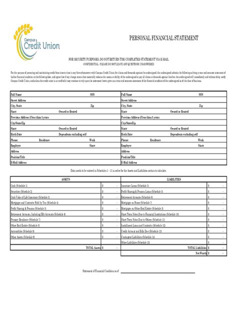 Fillable Online 23 Printable Personal Financial Statement Template Forms Fax Email Print Pdffiller