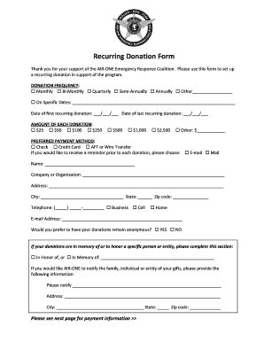 Fillable Online Whpd Recurring Donation Form Whpd Fax Email Print