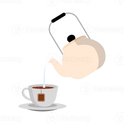 Kettle And Cup Vector Pour Hot Water Into A Cup 32491946 PNG