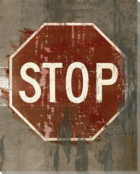 Road Sign Stop Wrapped Canvas Giclee Print Wall Art - Wall Decor - Artwork