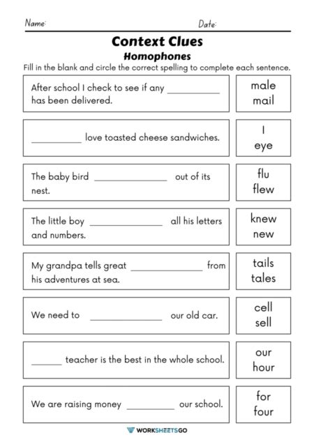 Context Clues Worksheets For The Grade