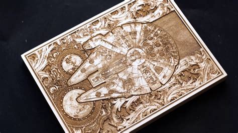 Star Wars Millennium Falcon Laser Engraved Wood Youtube