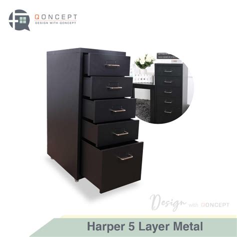 Qoncept Harper Layer Metal Organizer Filing Cabinet With Big Bottom