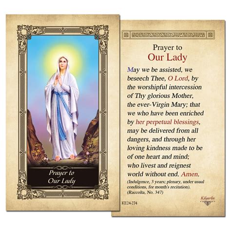 Our Lady Kilgarlin Laminated Prayer Card Shopcatholic