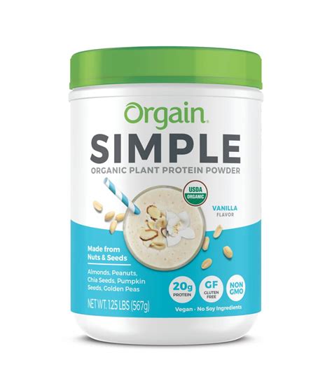 Orgain Simple Organic Plant Protein Powder Vanilla 20g Protein 1 25