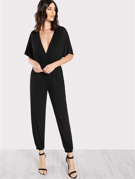 Elastic Waist And Leg Kimono Jumpsuit Shein Sheinside