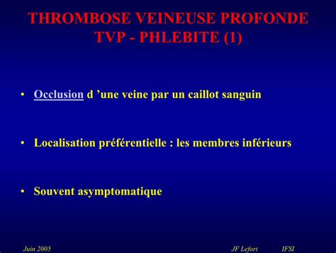 Pdf Thrombose Veineuse Profonde Tvp Juin Jf Lefort Ifsi